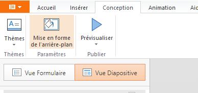 Capture d'écran de l'option Mise en forme de l'arrière-plan